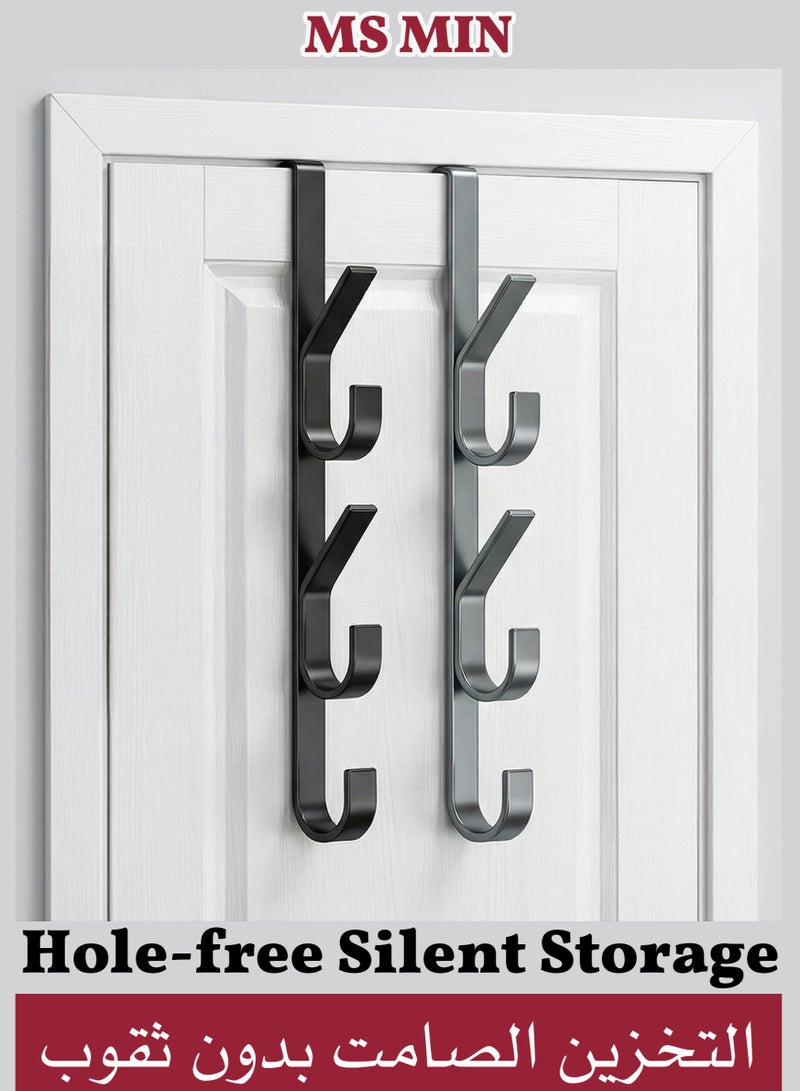 MS MIN Over Door Vertical Hook Hanger, Space-Saving 5-Hook Organizer for Coats, Bags & Towels, Black - Image 1